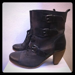 AllSaints Distressed Black Suede Leather Siri Boot